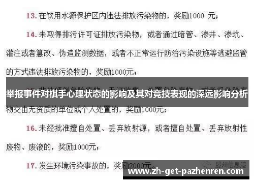 举报事件对棋手心理状态的影响及其对竞技表现的深远影响分析